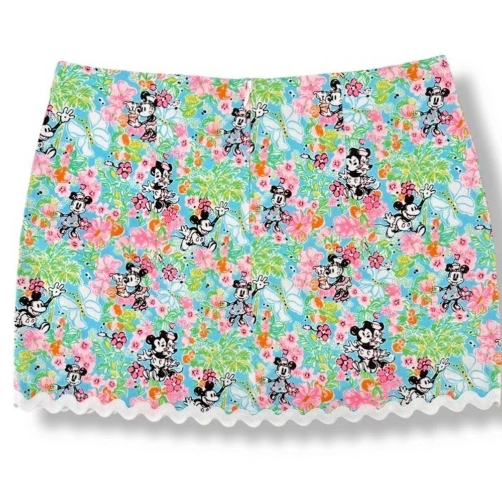 Lilly Pulitzer Lilly Hearts Disney Gardner Skort Skirt 4 Minnie Mickey Flowers - Picture 2 of 5
